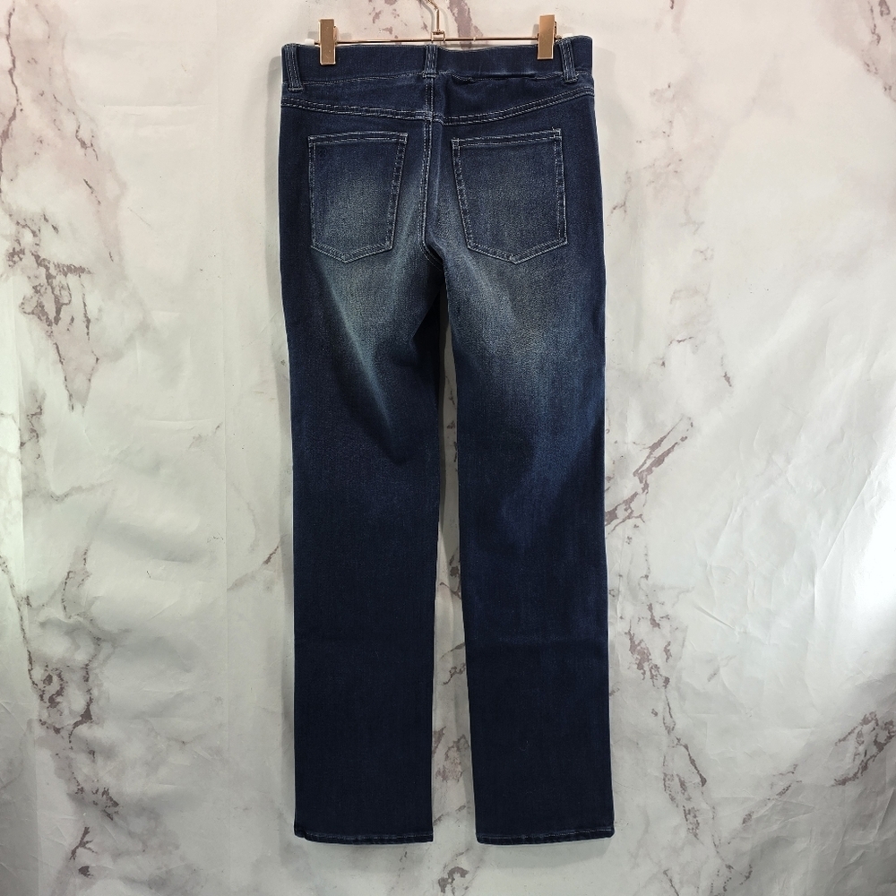Betabrand Jeans Womens Dark Straight Denim High Rise 7 Pocket
